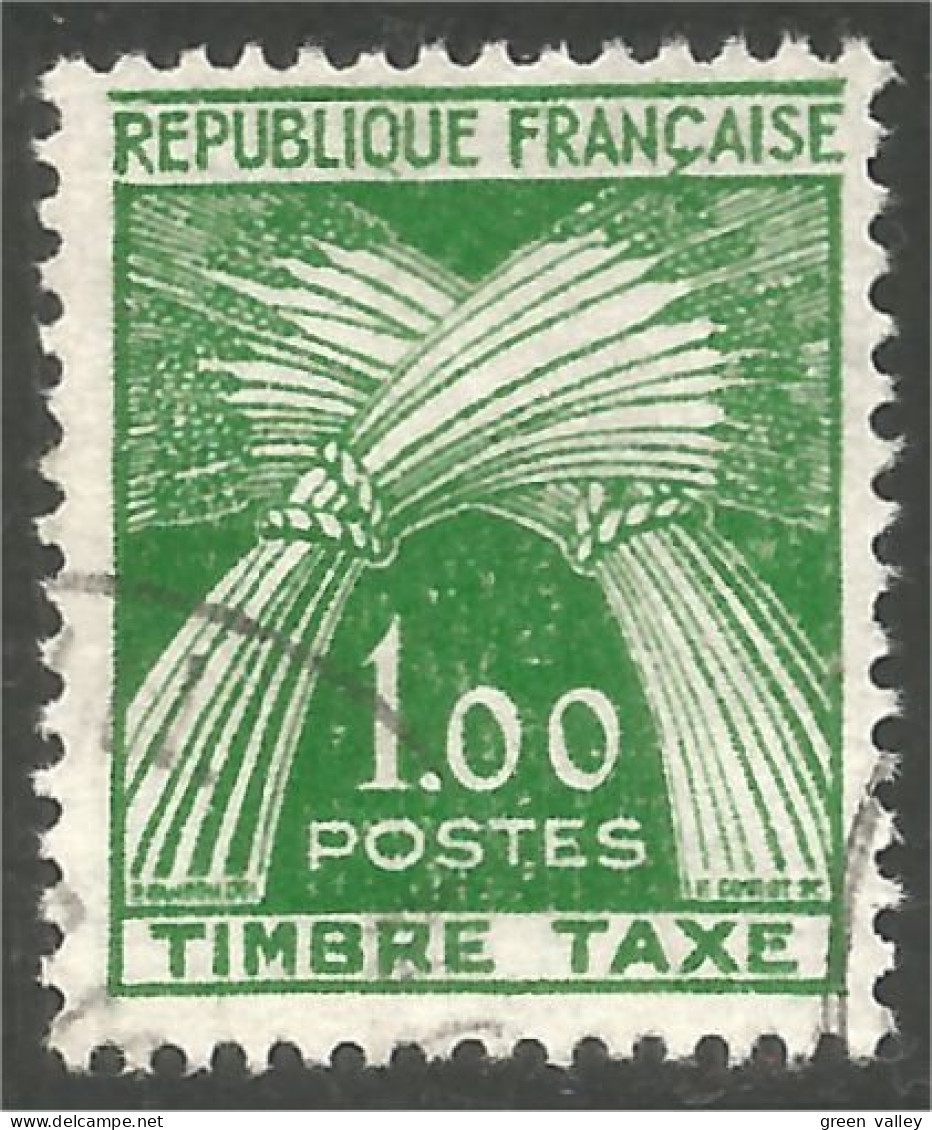 330 France Yv 94 Taxe 1f Vert 1960 Gerbes Blé Wheat Sheaf (174b) - 1960-.... Oblitérés