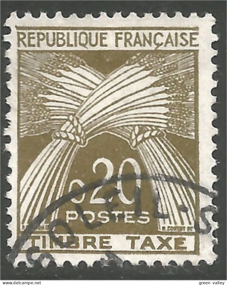 330 France Yv 92 Taxe 20c Brun-olive 1960 Gerbes Blé Wheat Sheaf (173) - 1960-.... Afgestempeld