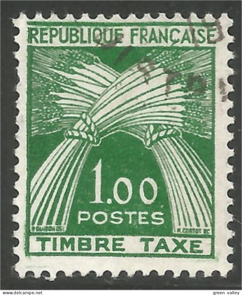 330 France Yv 94 Taxe 1f Vert 1960 Gerbes Blé Wheat Sheaf (174a) - 1960-.... Used