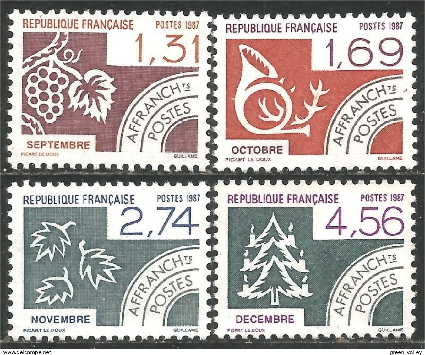 330 France Yv 194-97 4 Saisons Septembre Décembre Préoblitéré Precancel MNH ** Neuf SC (136) - 1964-1988