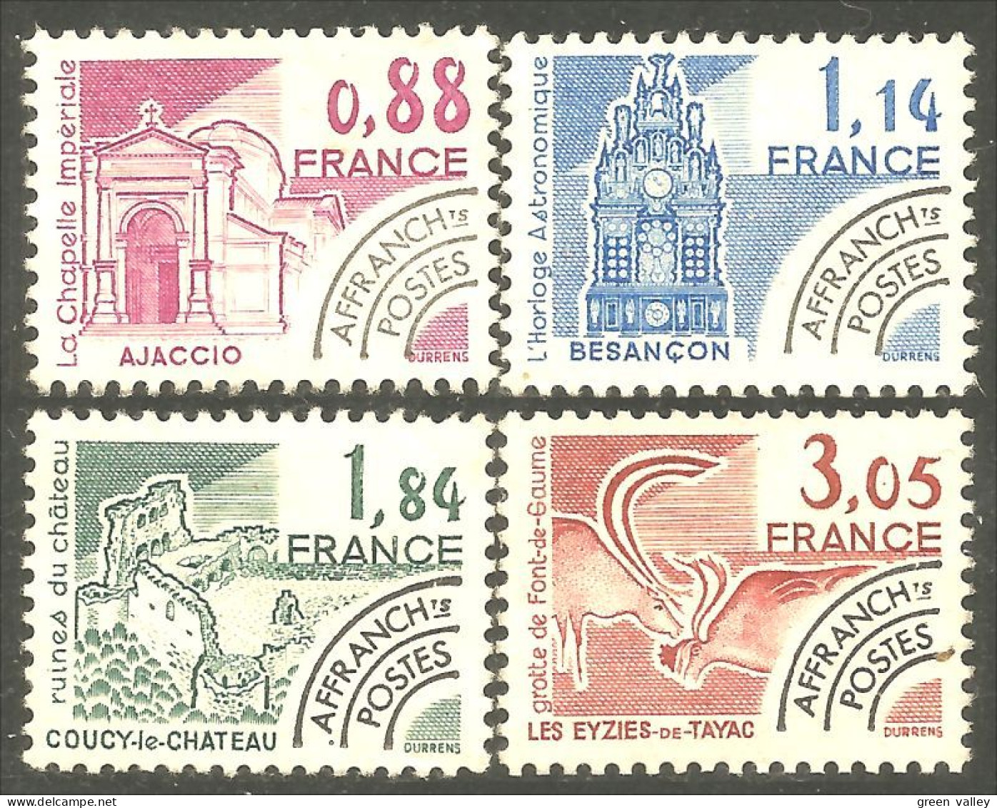 330 France Yv 170-173 Ajaccio Besançon Coucy Les Eyzies Préoblitéré Precancel MNH ** Neuf SC (116d) - Monuments
