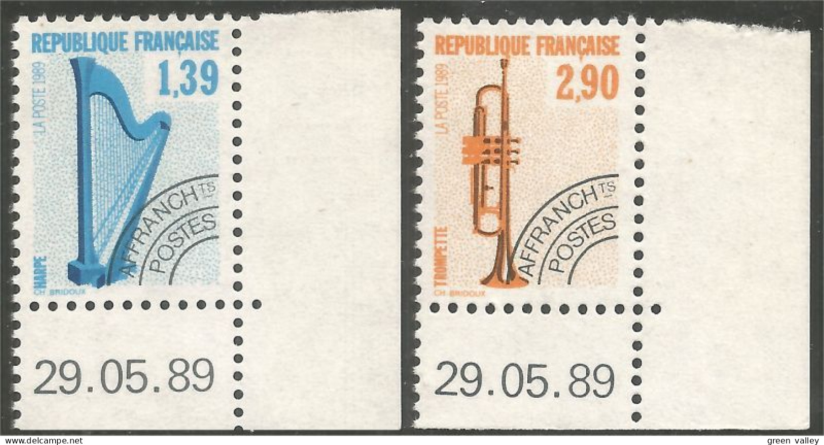 330 France Yv 202-204 Harpe Musique Trompette Coins Datés 23 Euros Préoblitéré Precancel MNH ** Neuf SC (107) - Música