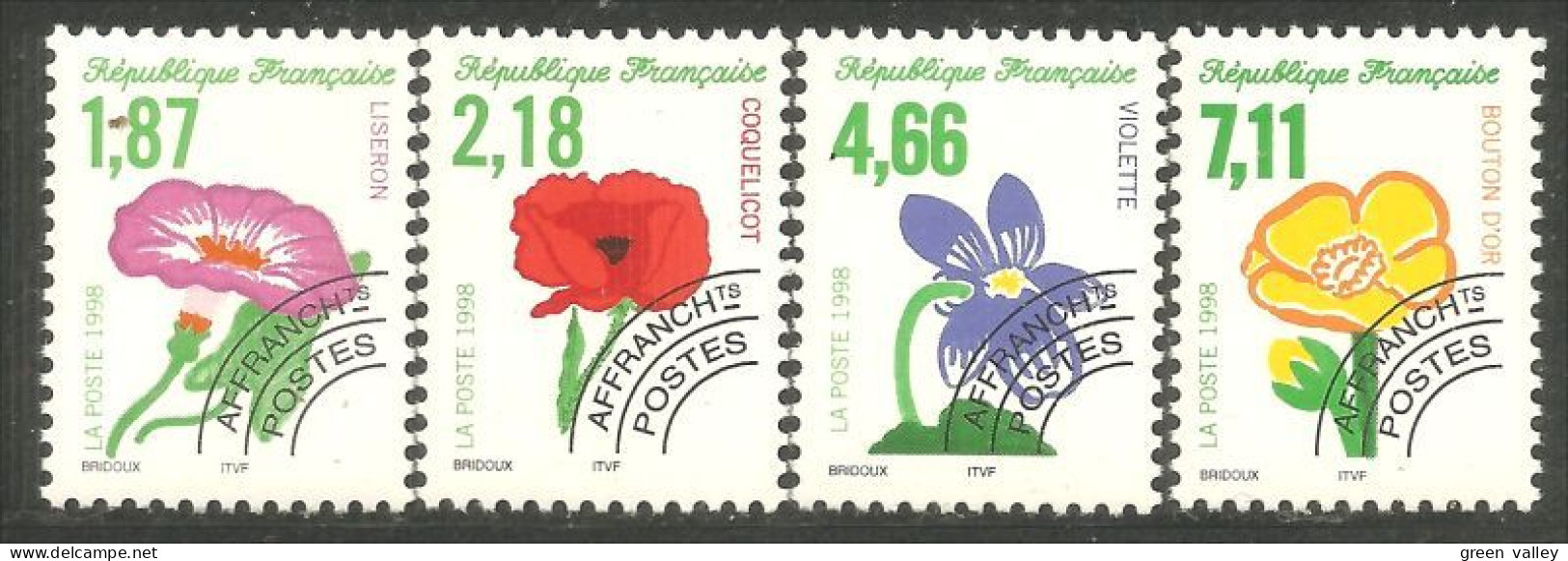 330 France Yv 240-243 Coquelicot Poppy Violette Violet Bouton D'or Bouton D'or Préoblitéré Precancel MNH ** Neuf SC (99) - Trees