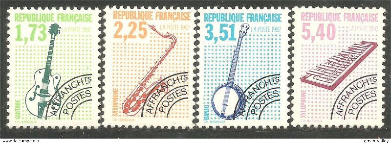 330 France Yv 224-227 Guitar Saxophon Banjo Guitare Saxophone Préoblitéré Precancel MNH ** Neuf SC (95) - Music