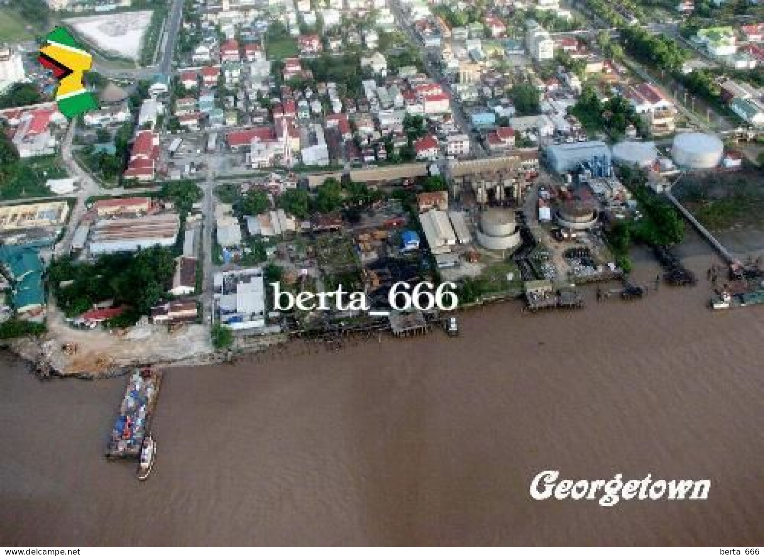 Guyana Georgetown Port Aerial View New Postcard - Guyana (ehemals Britisch-Guayana)