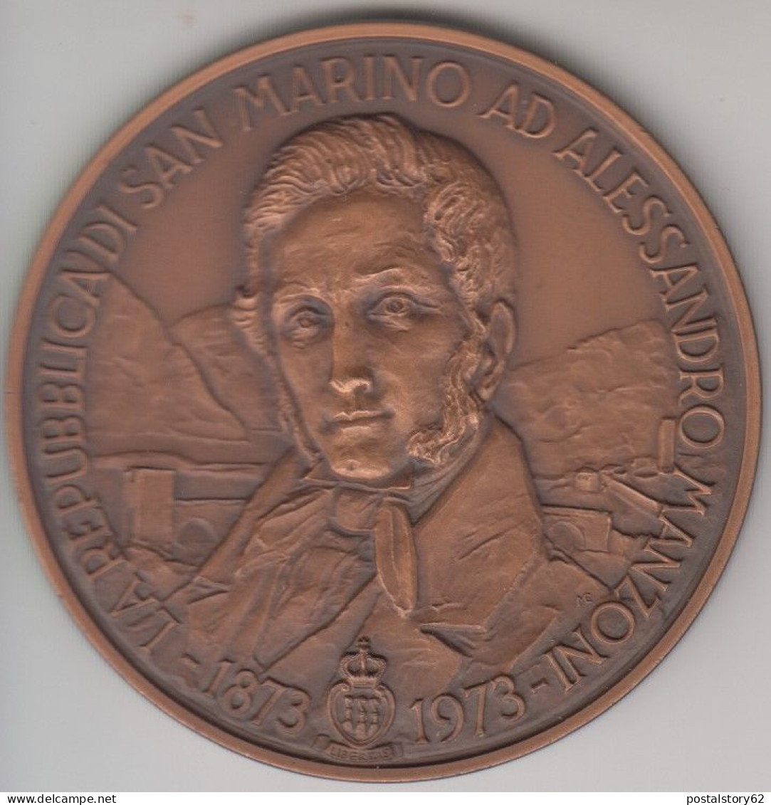 Repubblica Di San Marino - Coniazione Ufficiale In Onore Di Alessandro Manzoni Nel Centenario Della Morte 1973 In Bronzo - Andere & Zonder Classificatie