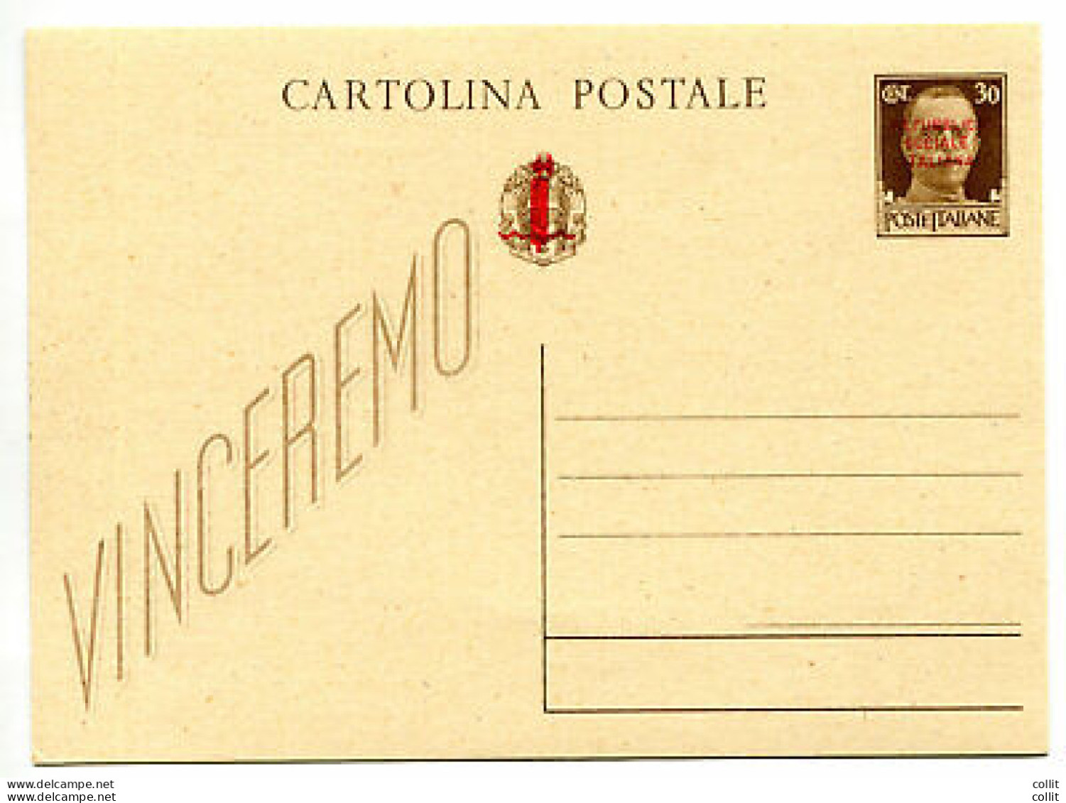 Cartolina Postale Repubblica Sociale Cent. 30 - Ongebruikt