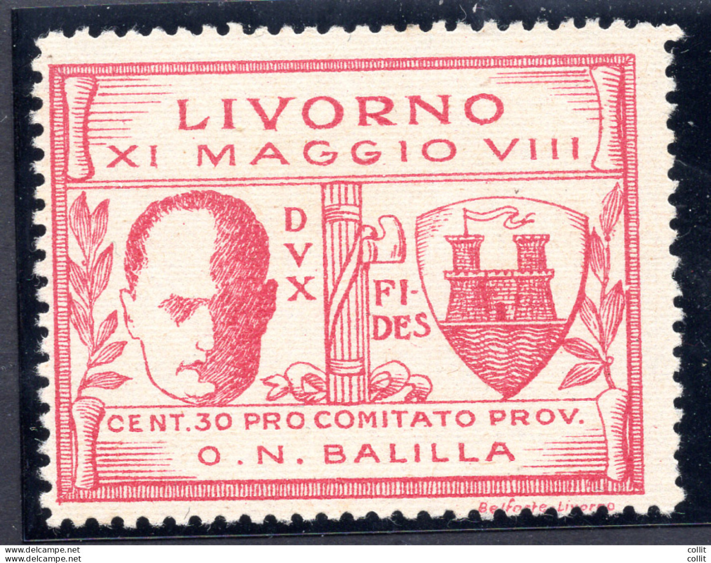 Visita Di Mussolini A Livorno - Francobollo Da Cent. 30 Opera Naz. Balilla - Mint/hinged