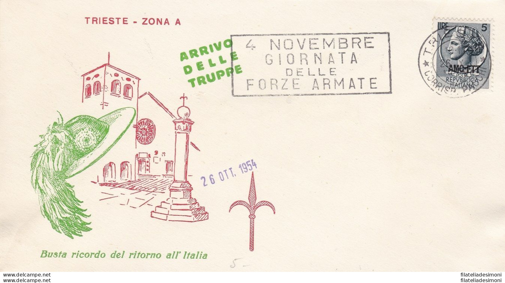 1954 TRIESTE A - N° 168 Su Busta Ricordo Del Ritorno All'Italia - Altri & Non Classificati