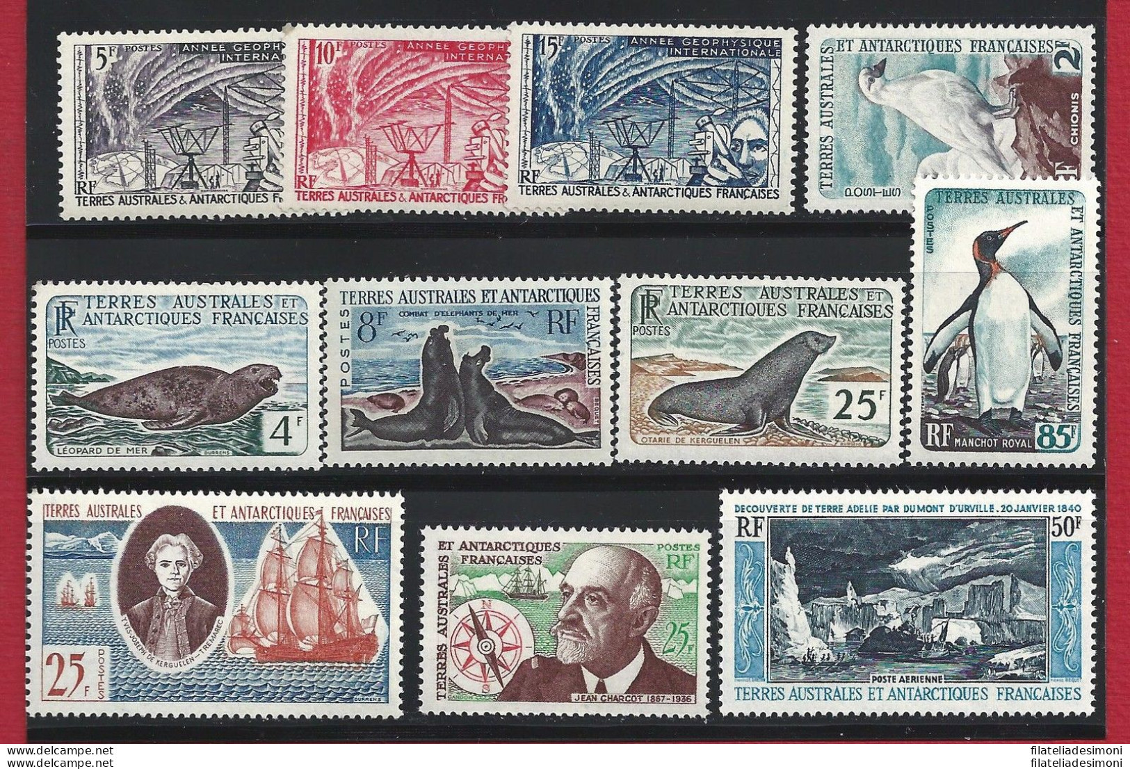 1957-61 ANTARTICO FRANCESE - Yvert  Lotto MNH** - 11 Valori € 503 - Other & Unclassified