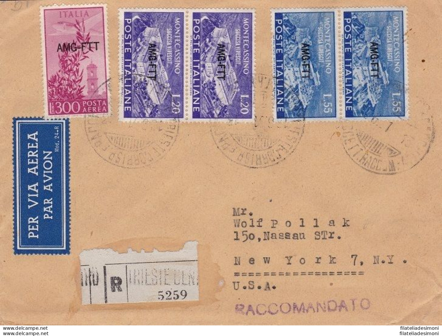 1951 TRIESTE A - N° 119/120+A20+A24 Su Busta Per Gli Stati Uniti VIAGGIATA - Sonstige & Ohne Zuordnung