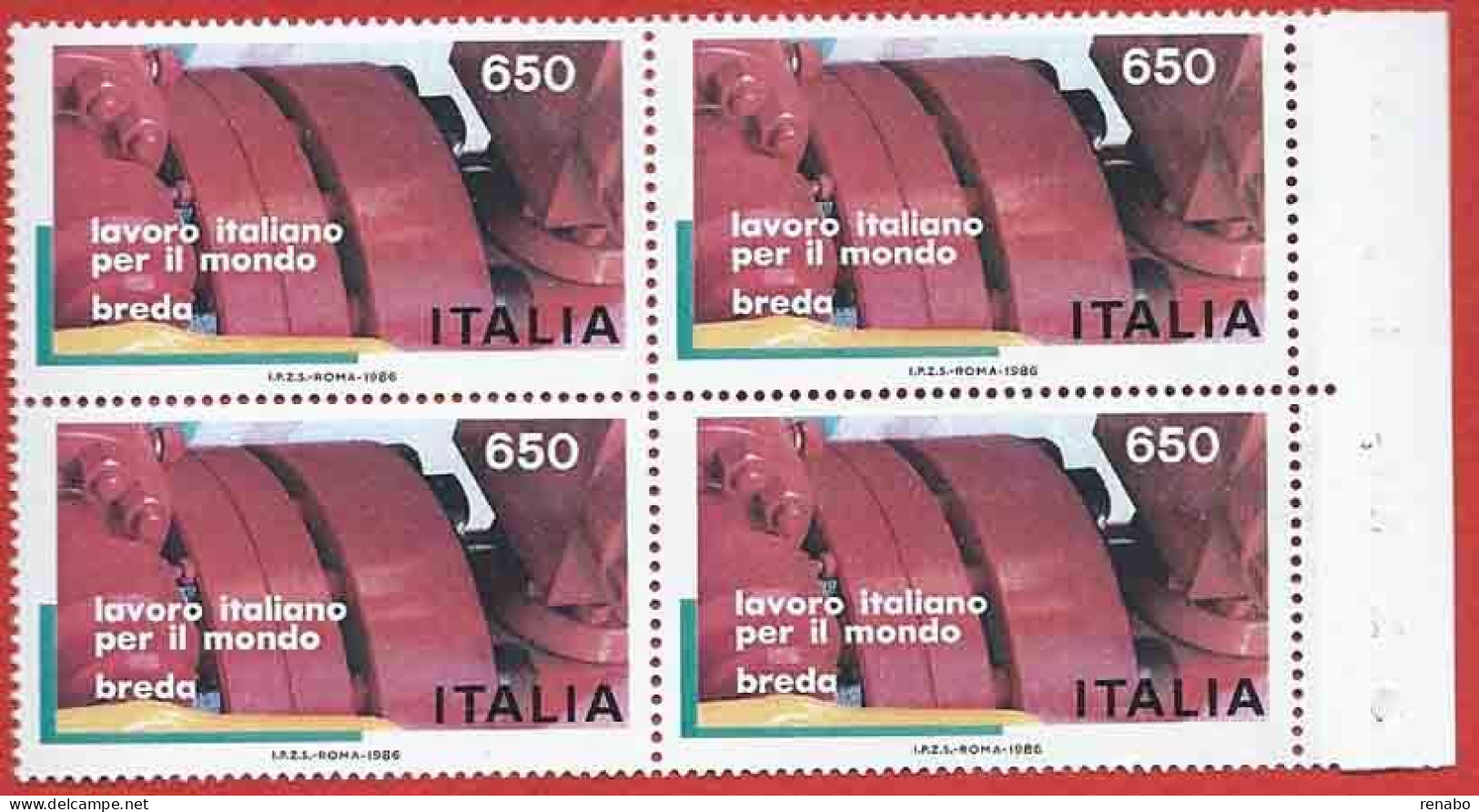 Italia 1986; Lavoro Italiano Nel Mondo: Breda In Quartina Di Bordo Destro. - 1981-90:  Nuevos