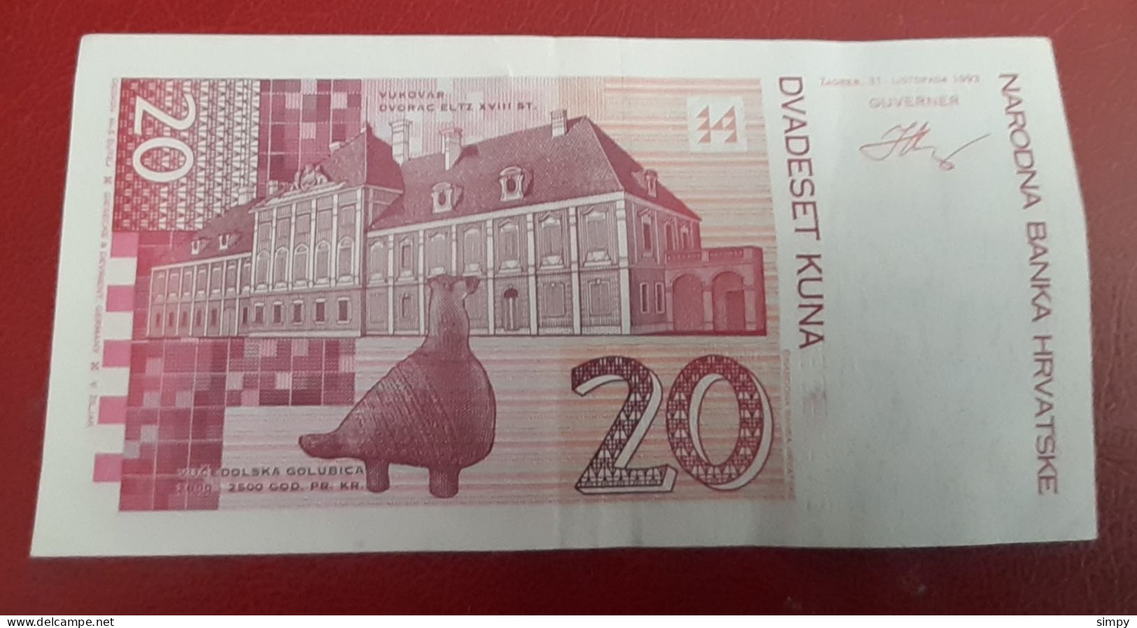 CROATIA HRVATSKA 20 KUNA 1993 P-30a Serial: AC XF++ - Croacia