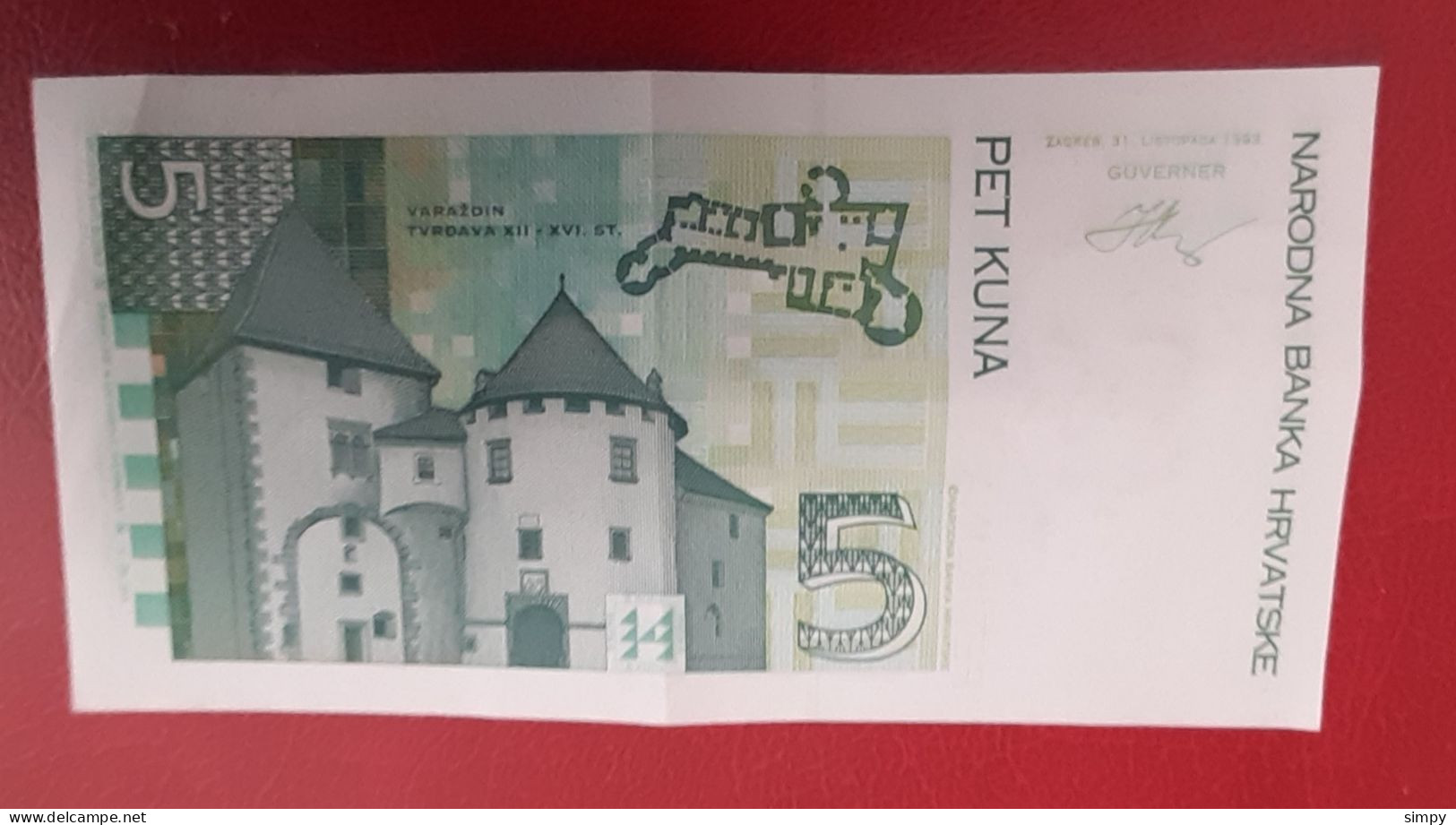 CROATIA HRVATSKA 5 KUNA 1993 P-28a Serial: AB XF++ - Kroatien