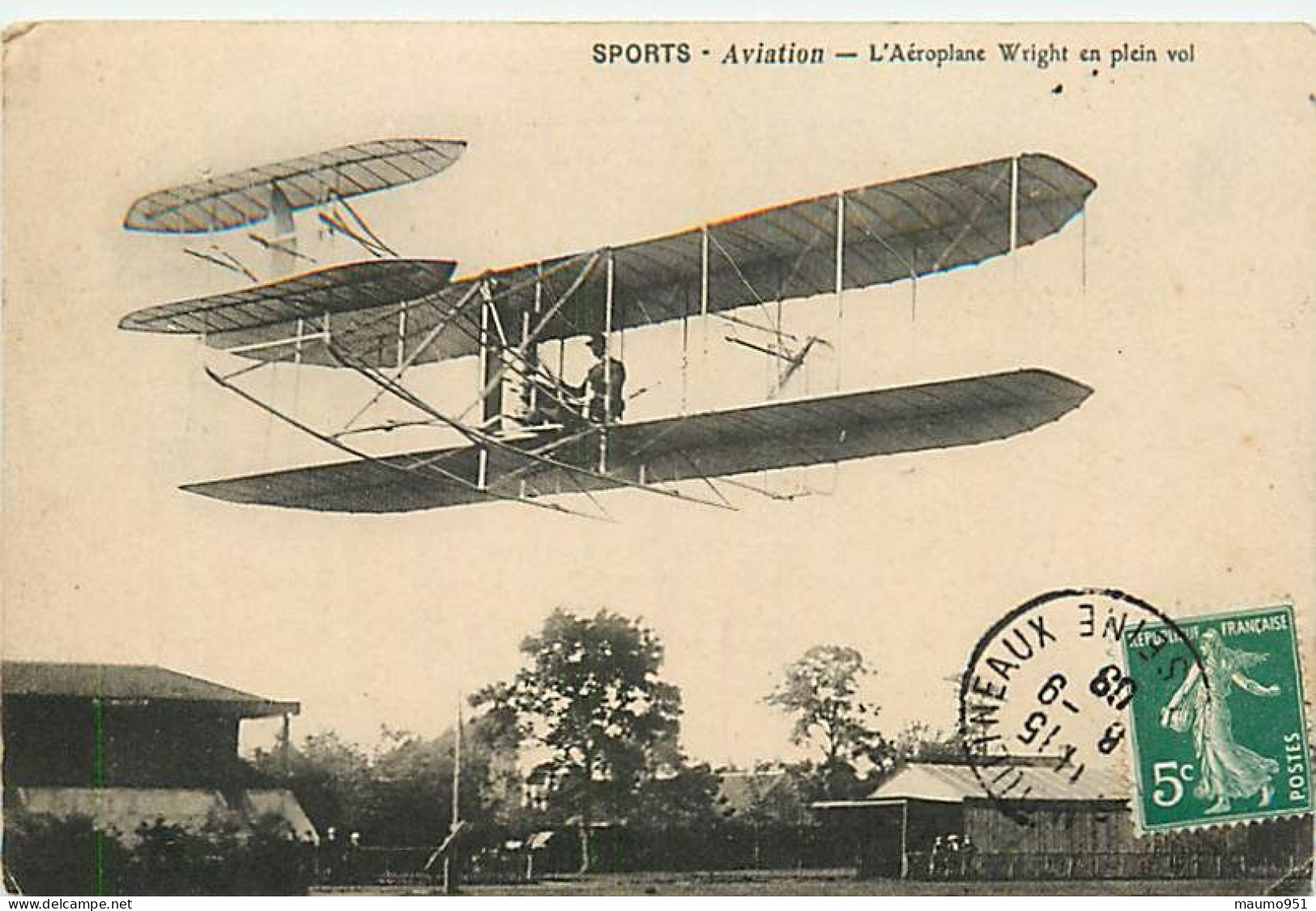 AVIATION AVION AUTRES  - L'Aréoplane Wright En Plein Vol.  Au Prix De Départ 1.30€ Seulement Sur Une Semaine. - Meetings