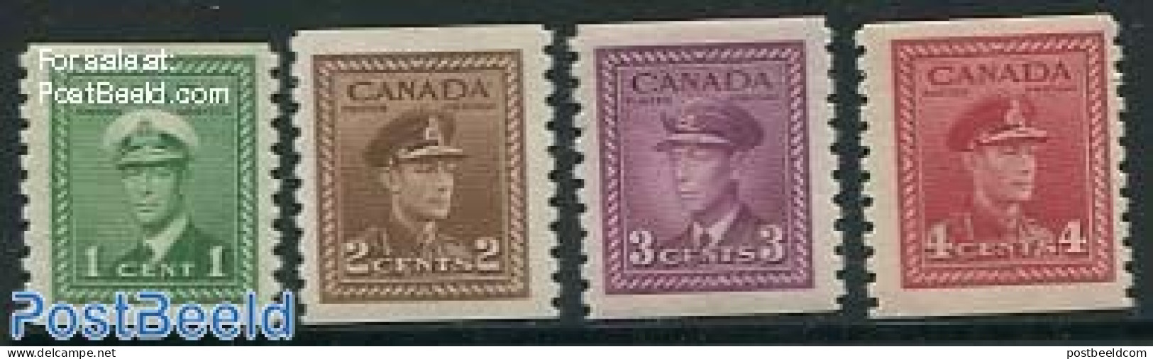 Canada 1942 Definitives, Coil, Perf. 9.5 4v, Mint NH - Unused Stamps