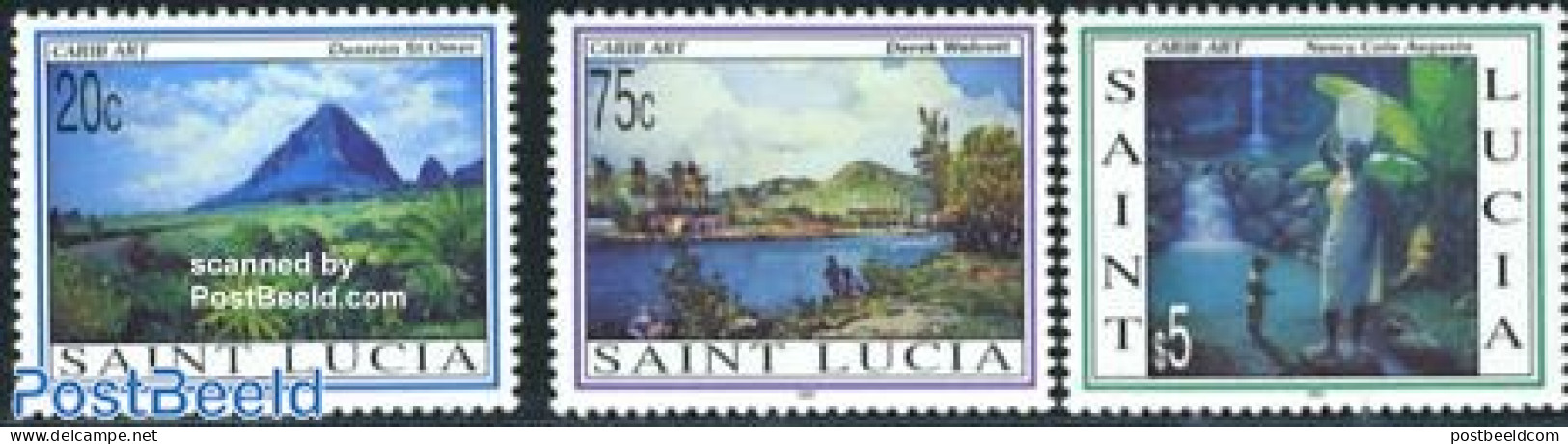 Saint Lucia 1993 Caribean Art 3v, Mint NH, Nature - Paintings - St.Lucie (1979-...)