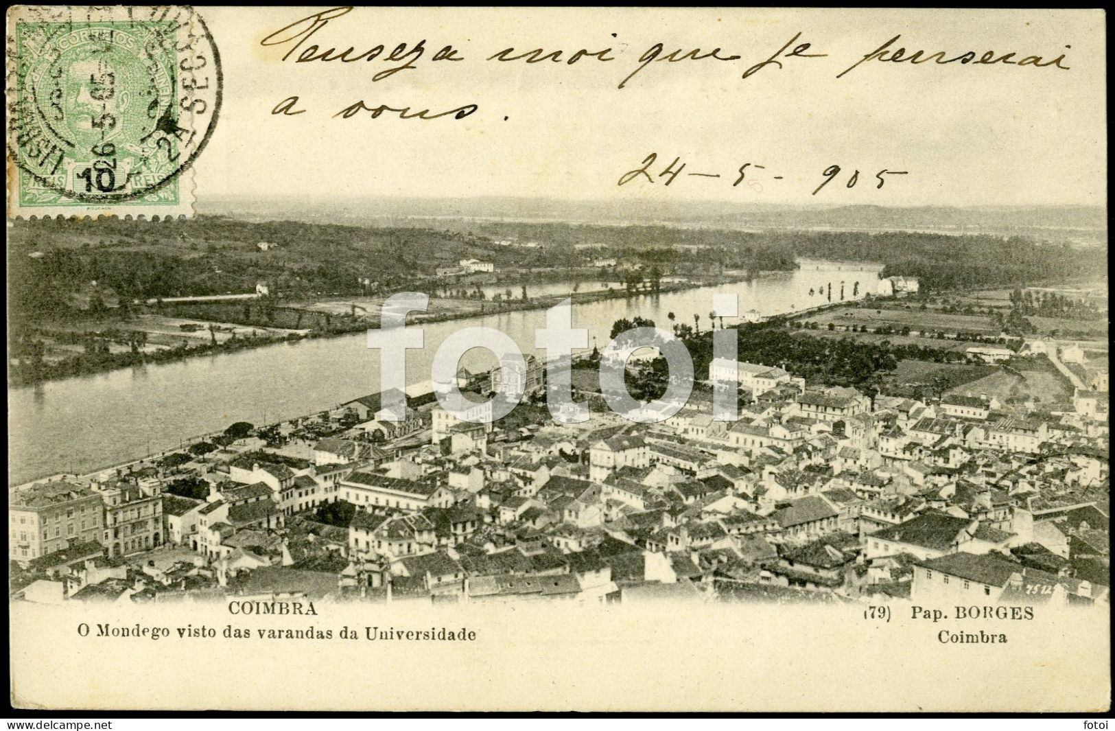 1905 POSTCARD MONDEGO COIMBRA PORTUGAL POSTAL CARTE POSTALE Stamped Timbre - Coimbra