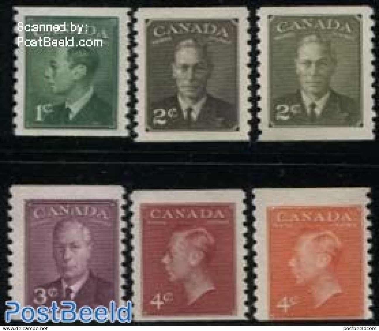 Canada 1949 Definitives 6v, Coil Stamps, Mint NH - Unused Stamps