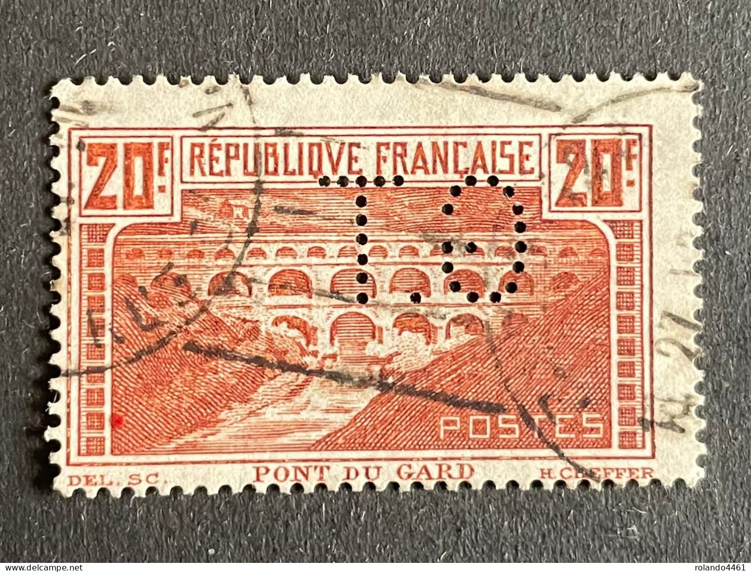 FRANCE G N° 262 Pont Du Gard G.T 127 Indice 3 Perforé Perforés Perfins Perfin Superbe !! - Oblitérés