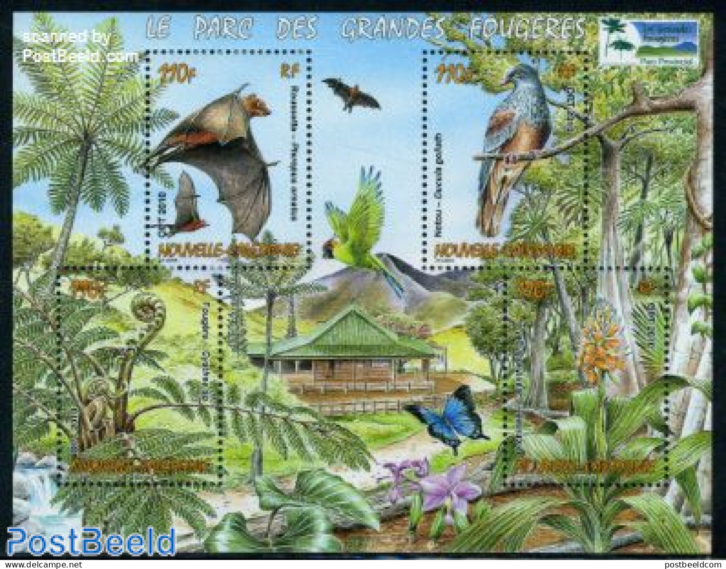 New Caledonia 2010 Grandes Fougeres Parc S/s, Mint NH, Nature - Bats - Birds - Butterflies - Unused Stamps