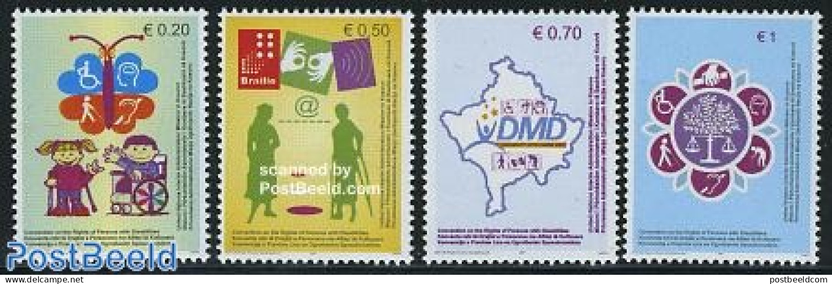 Kosovo 2007 Disabled Persons Convention 4v, Mint NH, Health - Various - Disabled Persons - Maps - Handicaps