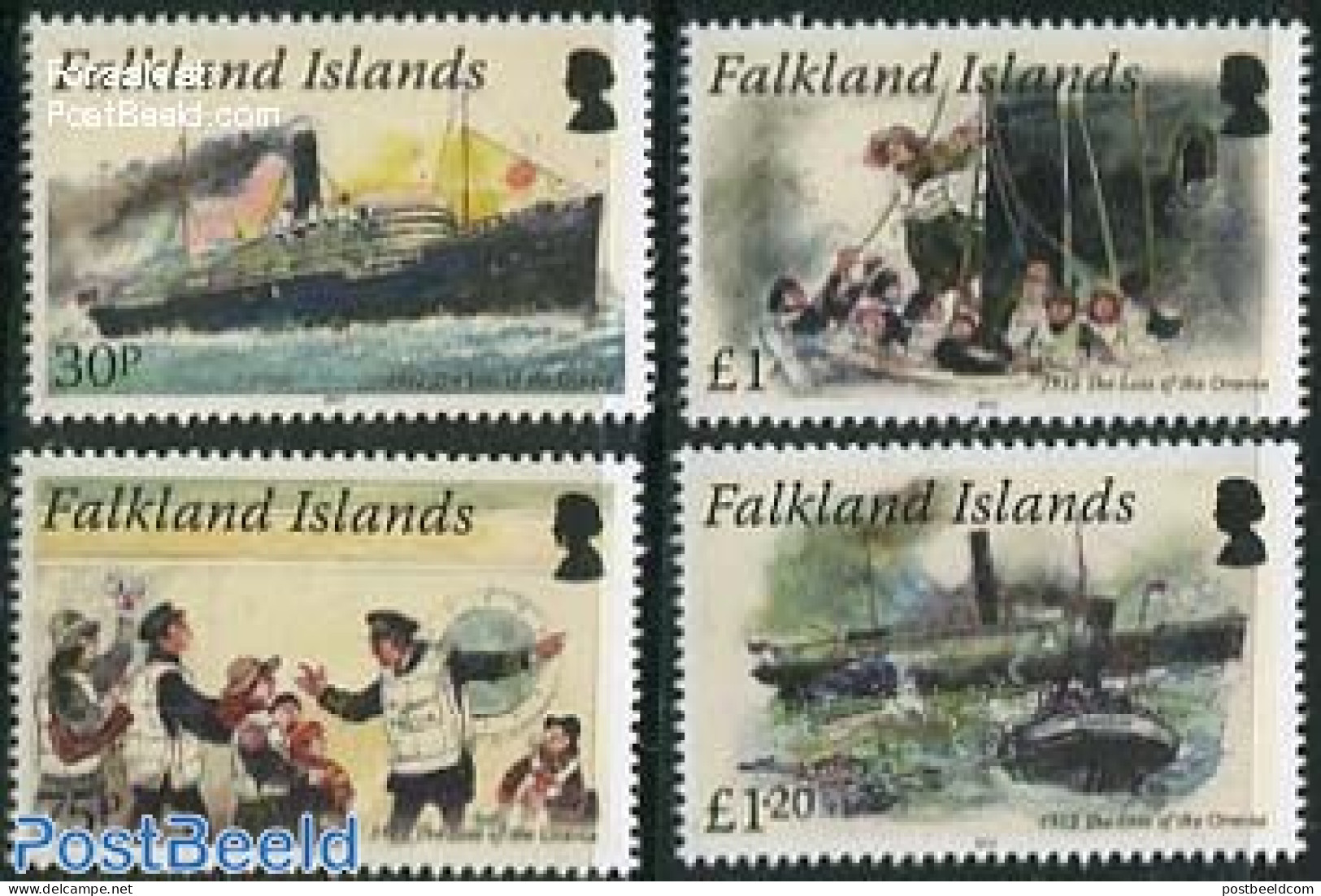 Falkland Islands 2012 The Loss Of The Oravia 4v, Mint NH, Transport - Ships And Boats - Ships