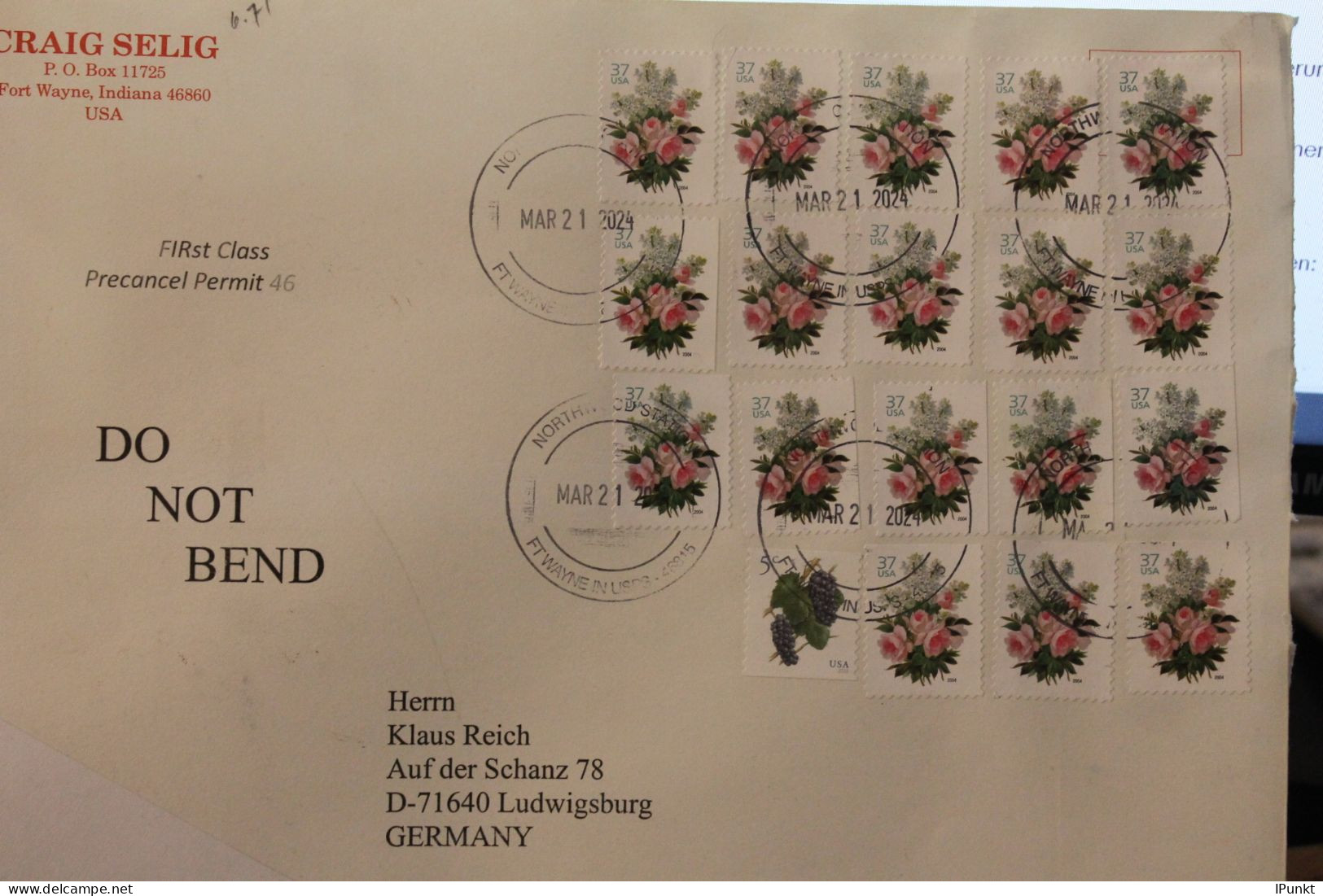 U.S.A. 2004; Blumen Pfingstrose, 37 Cent; 3 Verschiedene Zähnungen; Portogerecht - Brieven En Documenten