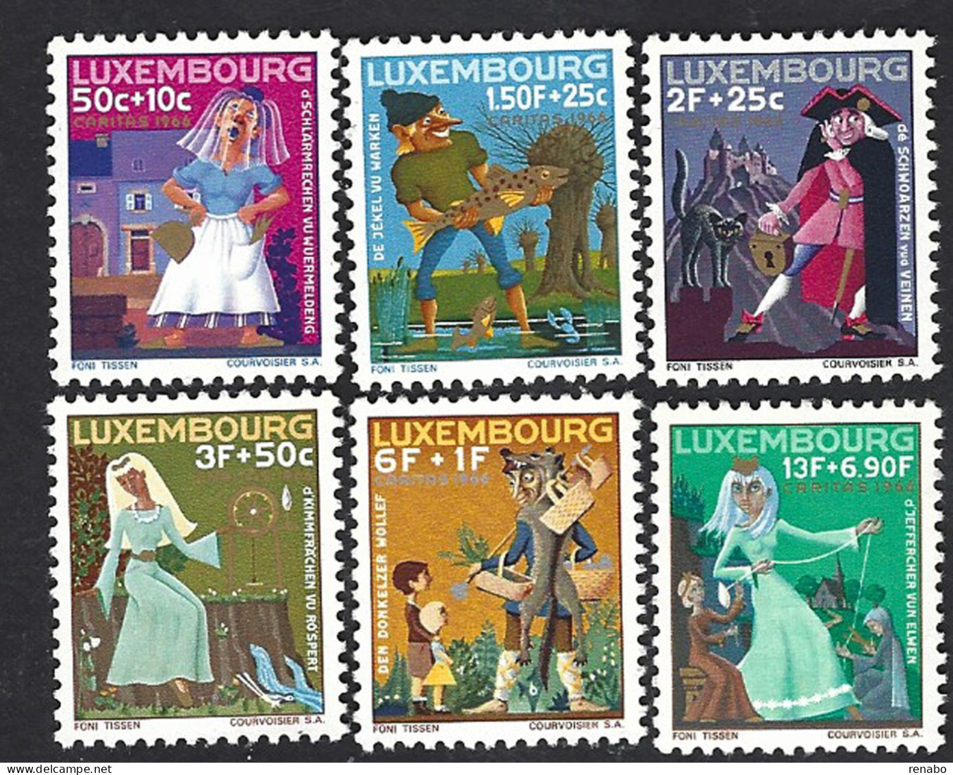 Luxembourg, Lussemburgo 1966; Fairy Tales With BLACK CAT . Complete Set. - Gatos Domésticos