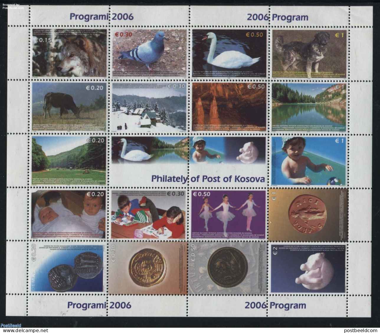 Kosovo 2006 M/s With 2006 Program, Mint NH, Nature - Various - Animals (others & Mixed) - Birds - Money On Stamps - Monnaies