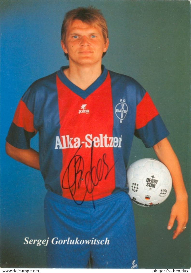 Fußball-Autogrammkarte AK Sergej Gorlukowitsch FC Bayer 05 Uerdingen 92-93 Sergei Gorlukovich Borussia Dortmund Moskwa - Autógrafos