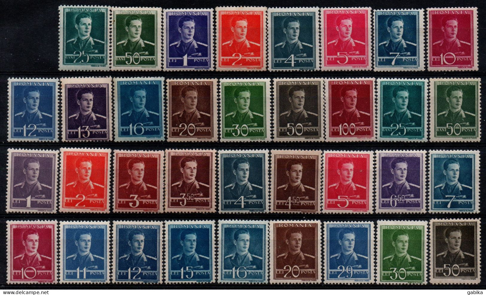 Romania  1940-1945, Scott 506-516 & 535A-553, MNH, Wmk CC & MM, King Mihai / Michael - Unused Stamps
