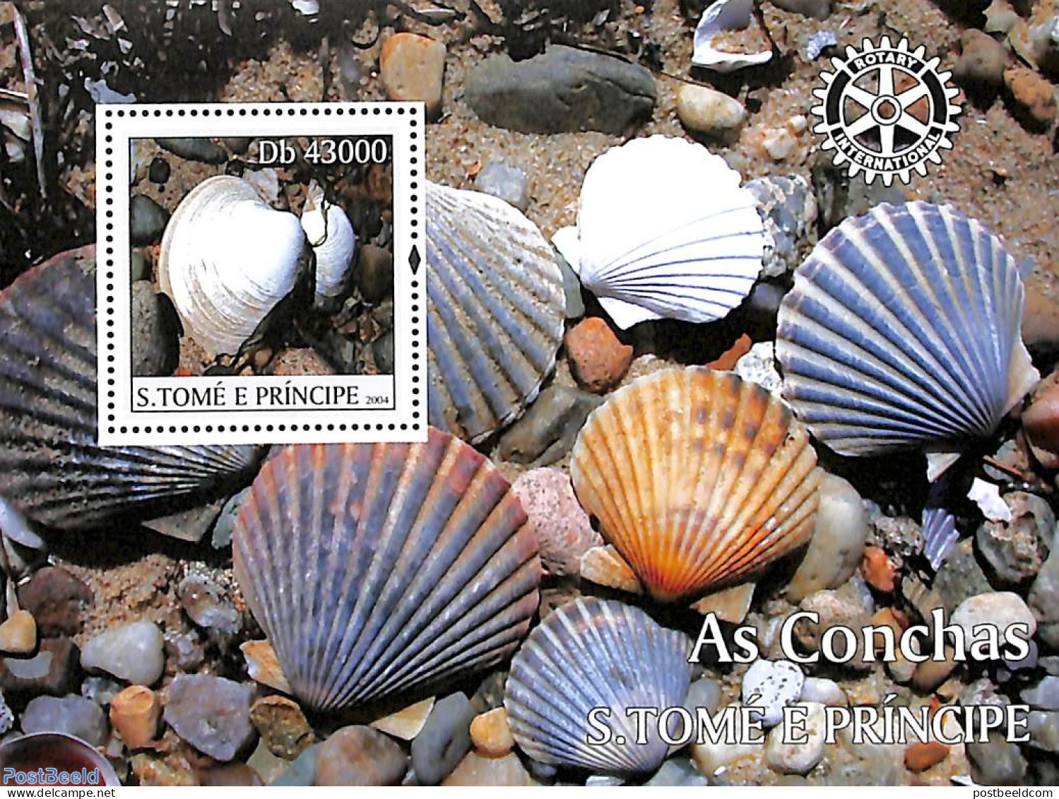 Sao Tome/Principe 2004 Shells S/s, Mint NH, Nature - Various - Shells & Crustaceans - Rotary - Marine Life