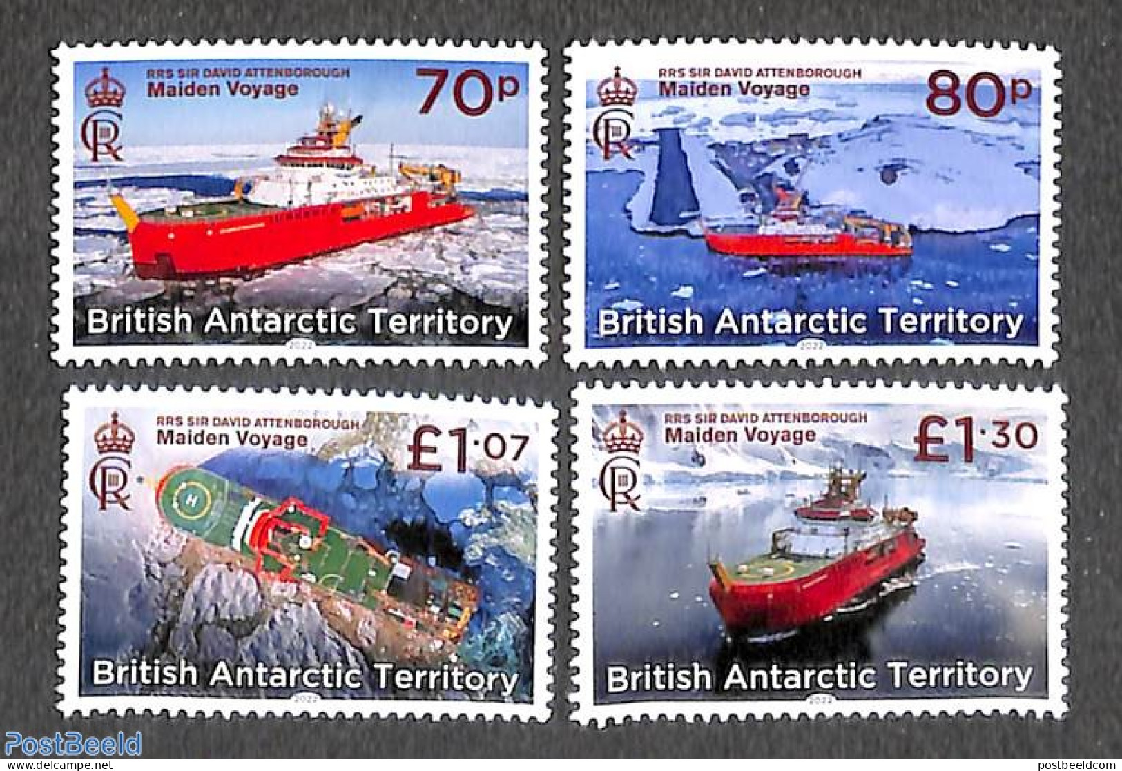 British Antarctica 2022 RSS Sir David Attenborough Maiden Voyage 4v, Mint NH, Transport - Ships And Boats - Schiffe