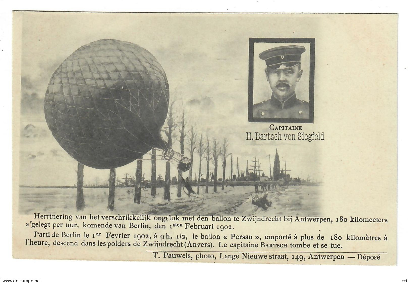 Zwijndrecht  ... Verschrikkelijk Ongeluk Met Den Ballon Persan   Capitaine H Bartsch Von Siegfeld  BALLON - Zwijndrecht