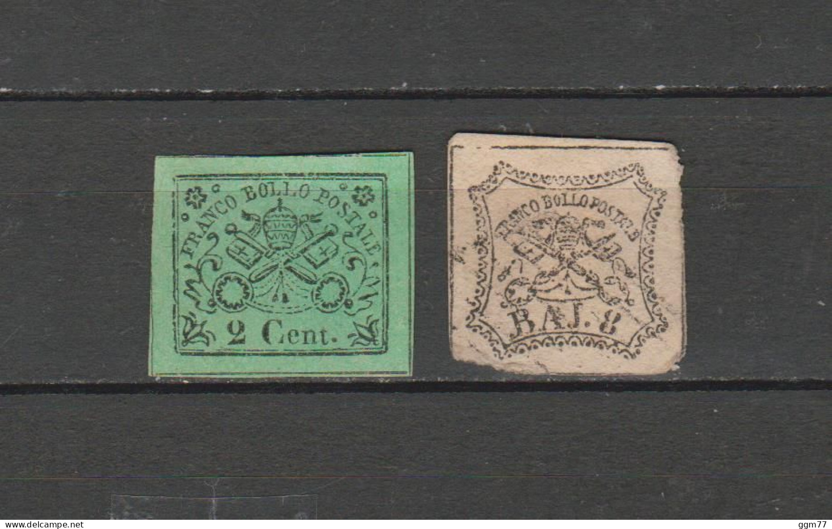 N°9 & 12 = 2 TIMBRES ANCIENS ETATS DE L'EGLISE OBLITERE & NEUF DE 1852 & 1867  Cote : 100 € - ...-1929 Prefilatelia