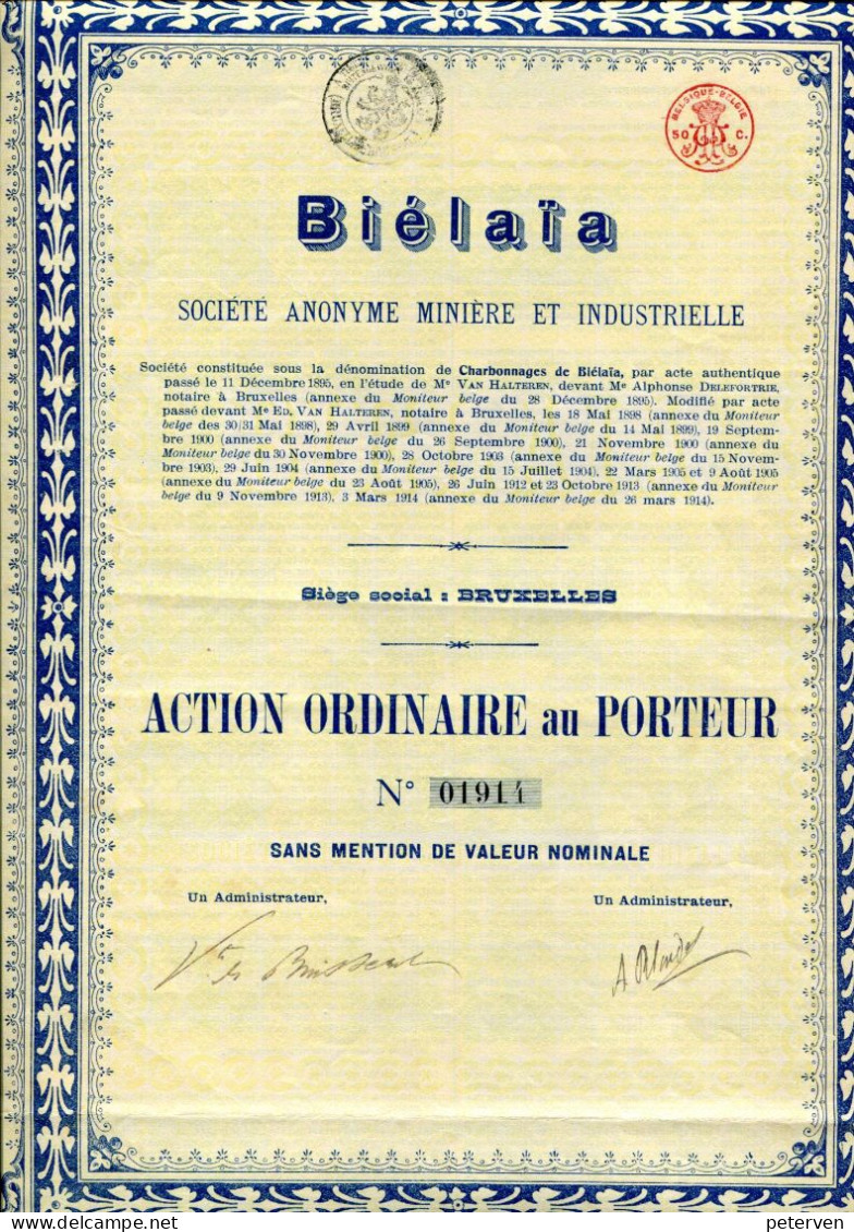 BIELAIA - S.A. Minière Et Industrielle; Action Ordinaire - Rusland