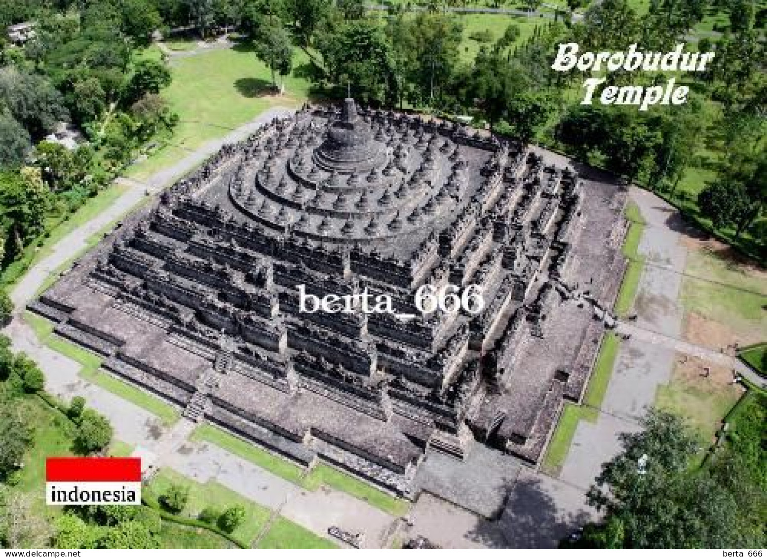 Indonesia Java Borobudur Temple Aerial View UNESCO New Postcard - Indonesië