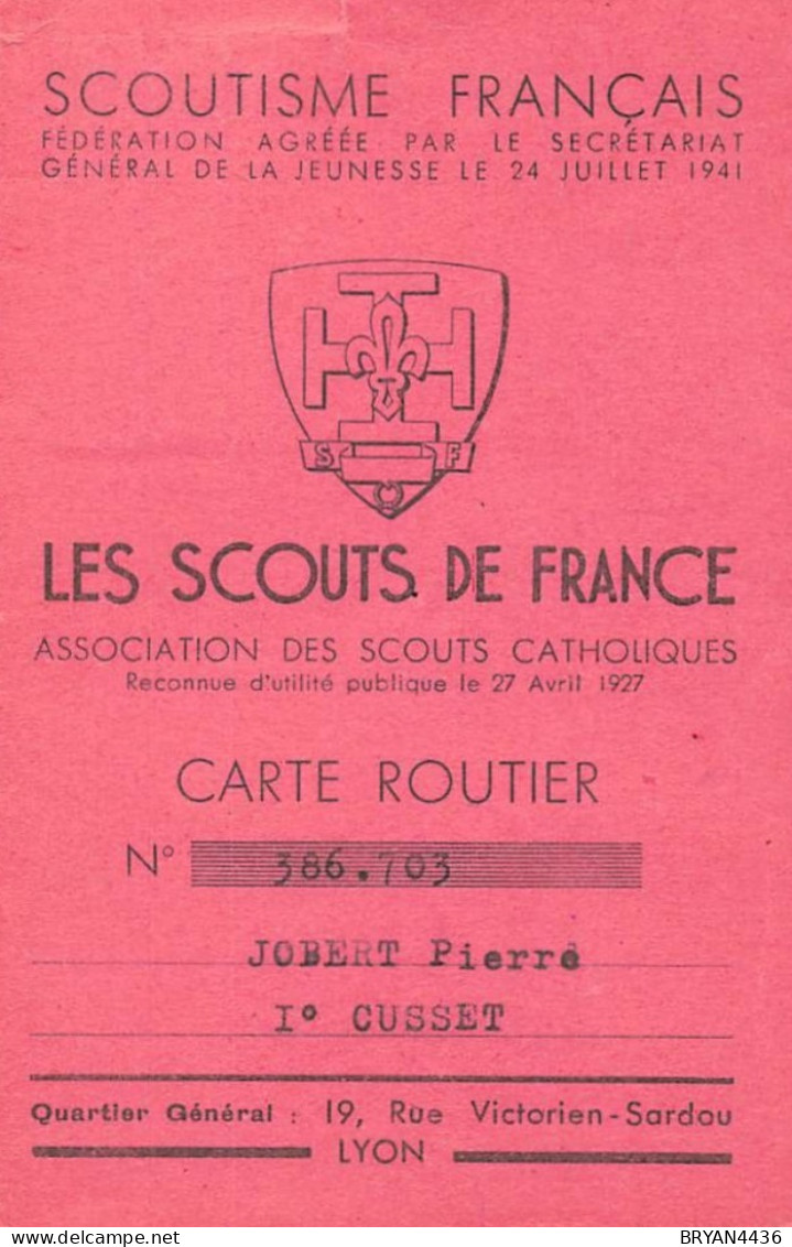 SCOUTISME - CARTE ROUTIER - LES SCOUTS De FRANCE - 1946 - Scouting