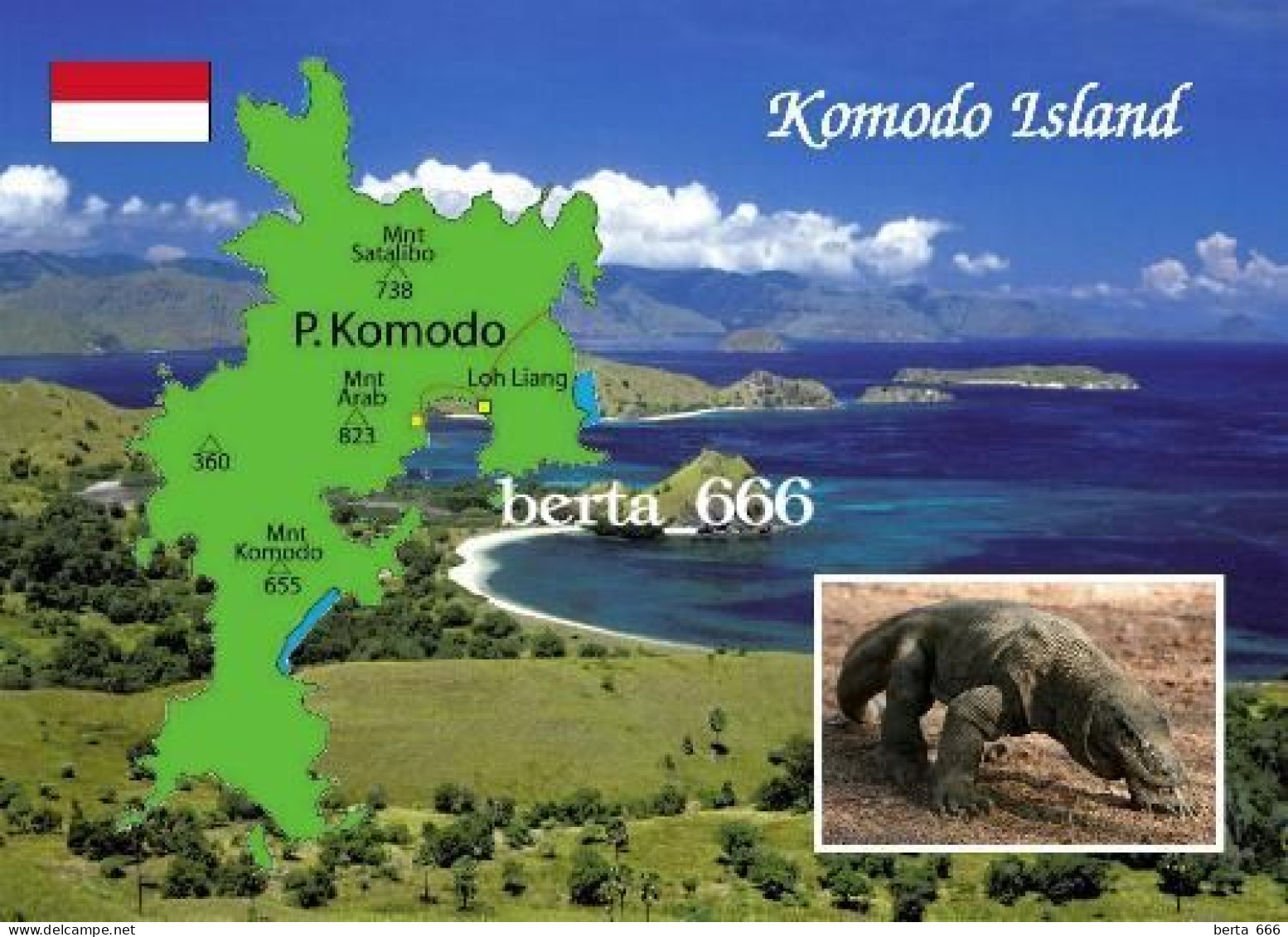 Indonesia Komodo Island Map UNESCO New Postcard * Carte Geographique * Landkarte - Indonesia