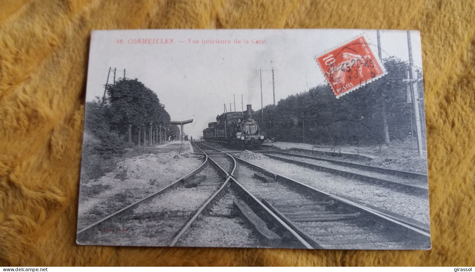 CPA CORMEILLES VUE INTERIEURE DE LA GARE 1911 ARRIVEE DU TRAIN - Gares - Avec Trains