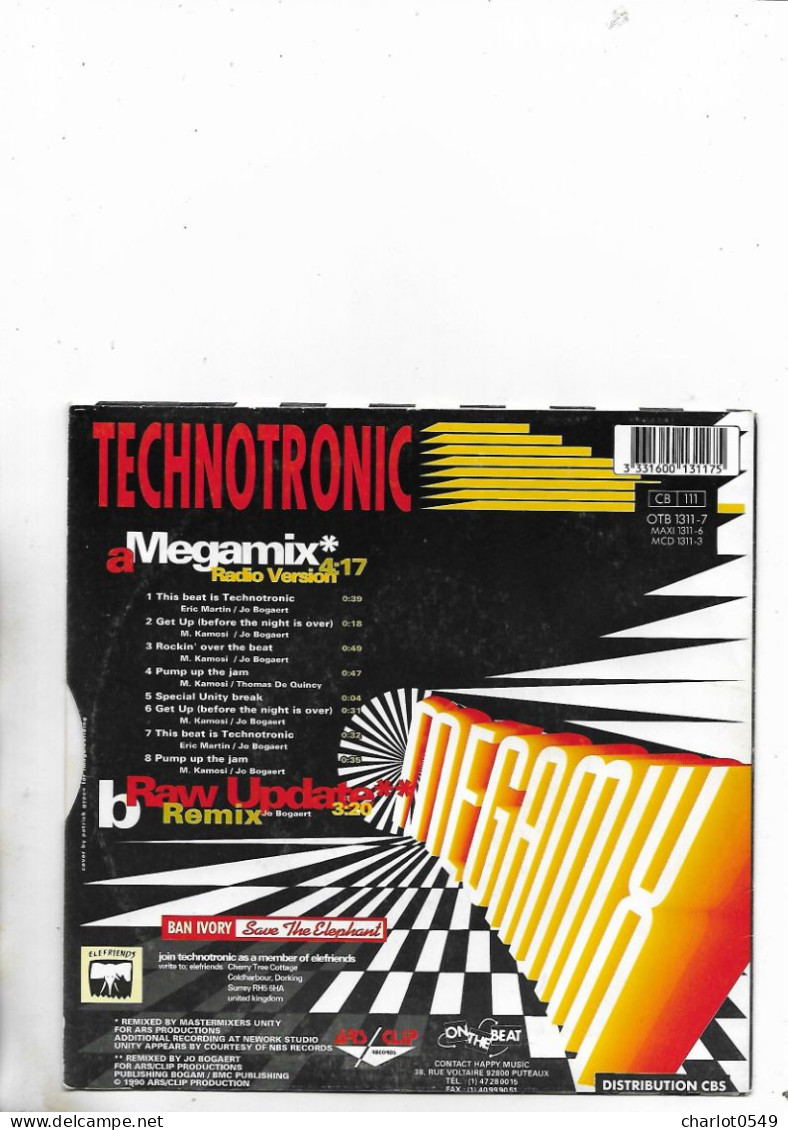 2 Titres Technotronic Megamix - Altri & Non Classificati