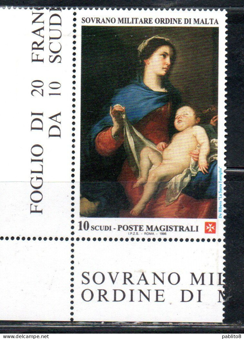 SMOM SOVRANO ORDINE MILITARE DI MALTA 1996 NATALE CHRISTMAS NOEL WEIHNACHTEN NAVIDAD 10s MNH - Malte (Ordre De)