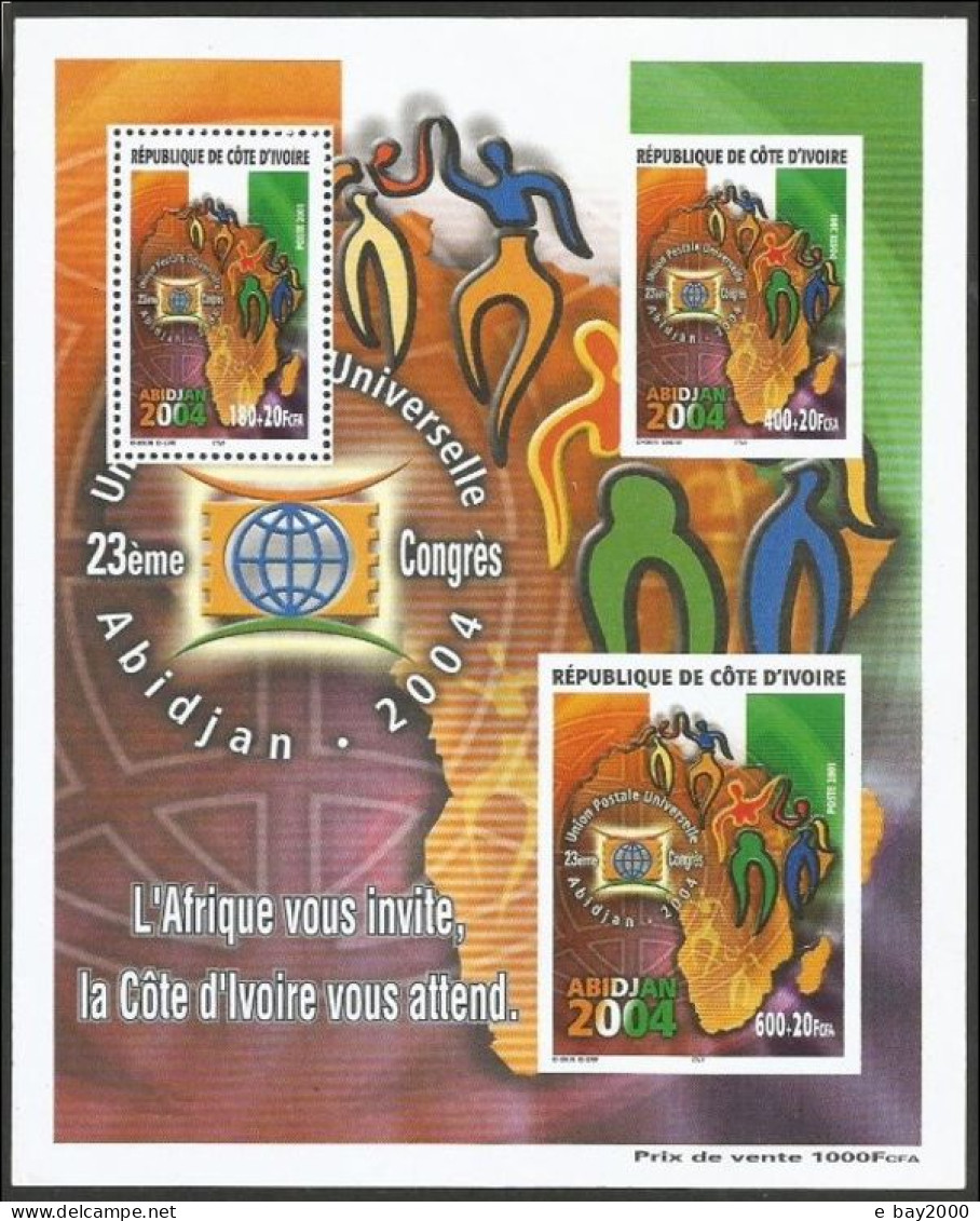Ivory Coast Côte D’Ivoire 2001 UPU Congress National Flag Mi. Block 35 Mint MNH - Côte D'Ivoire (1960-...)