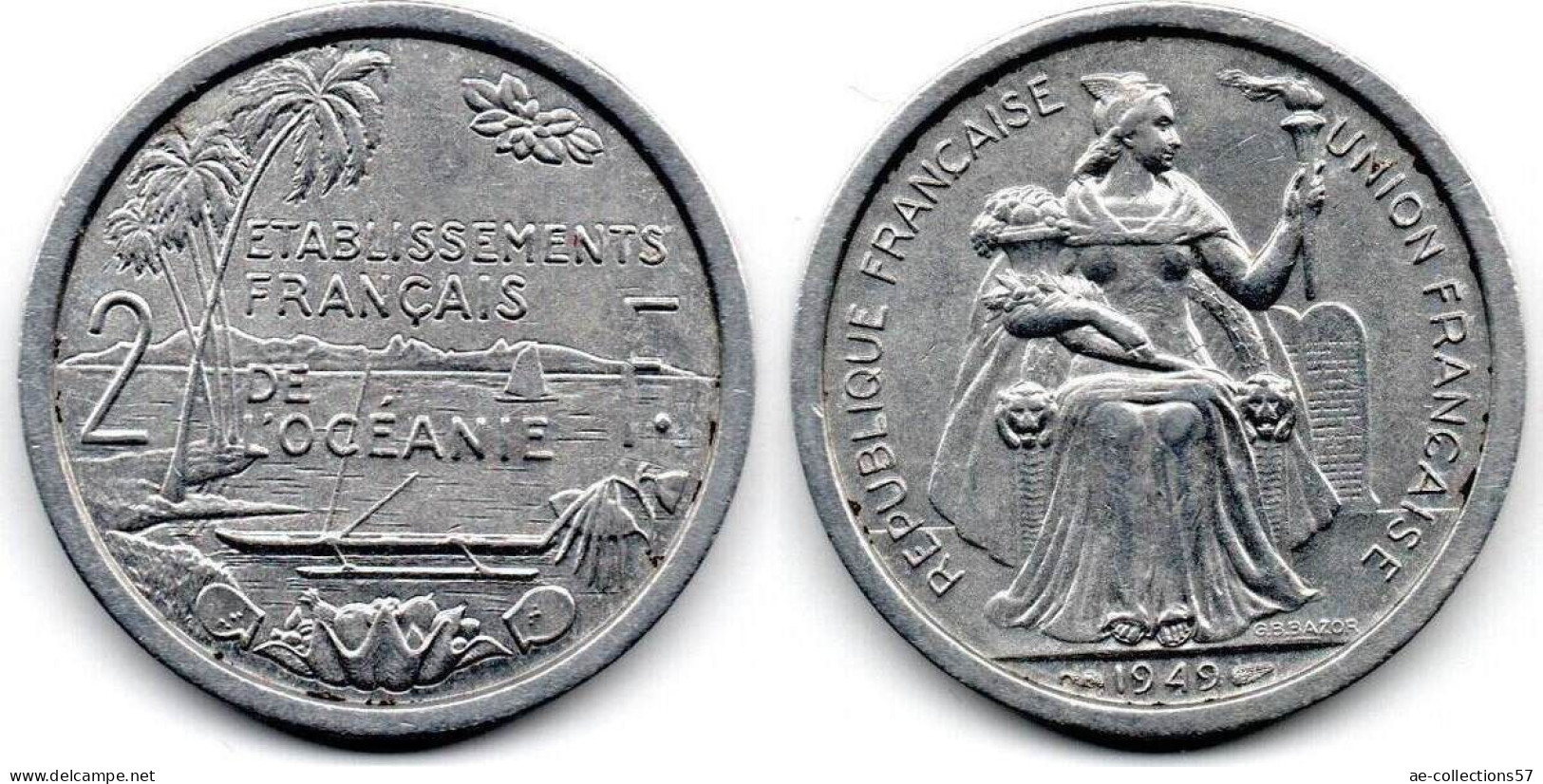 MA 34867  // Océanie  --   2 Francs 1949   --  SUP - Altri & Non Classificati