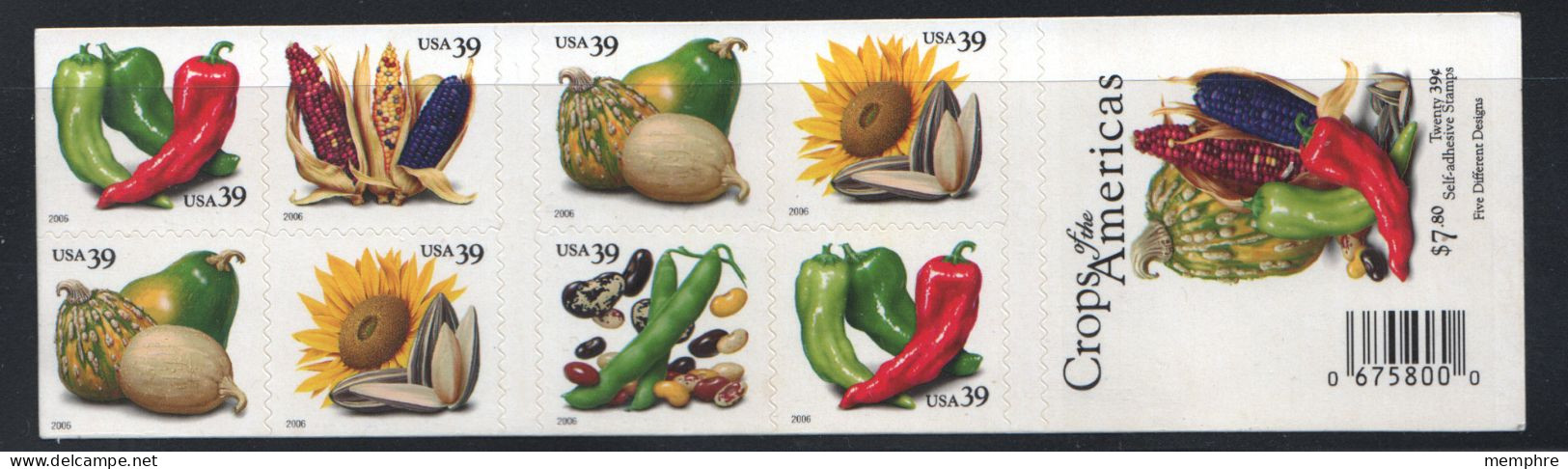 2006  Crops Of The Americas' Chili Peppers, Beans, Sunflower, Squashes, Corn Booklet Of 20 Sc 4012b - Unused Stamps