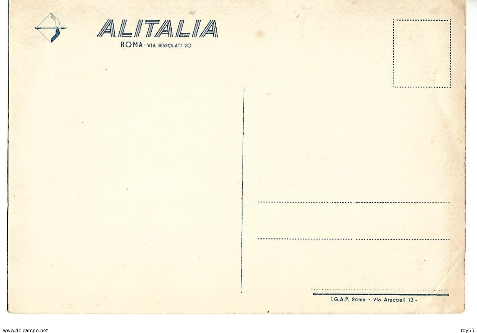 Aerei Aereo Cartolina Con  Pubbicita Alitalia Aerolinee Italiane Internazionali  Veduta Anni 50 60 (v.retro) - Other & Unclassified