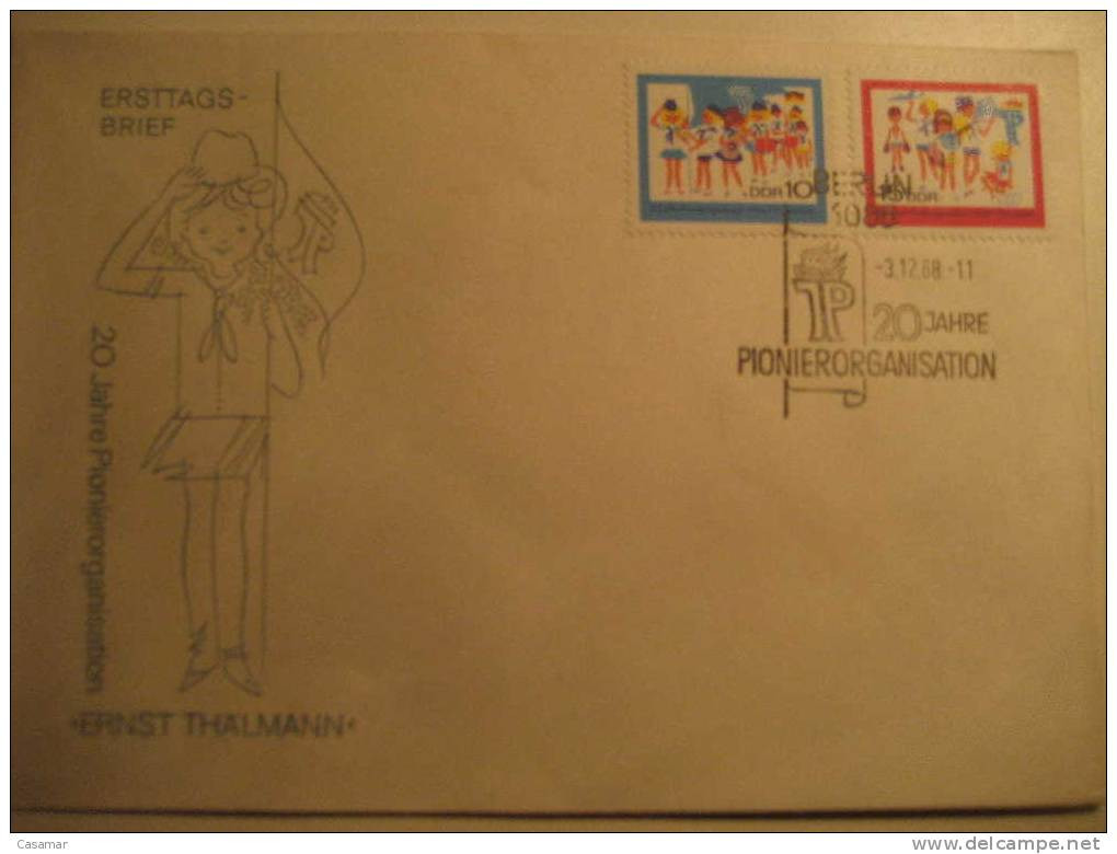 DDR GERMANY Boy Scouts Pionnier Scoutismo Scoutism Ernest Thalmann FDC Cover Sobre Lettre - Otros & Sin Clasificación