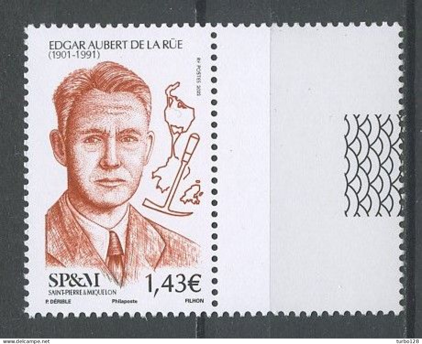 SPM Miquelon 2022 N° 1296 ** Neuf MNH Superbe Personnalité Edgar Aubert De La Rüe Géologue Carte Piolet - Neufs