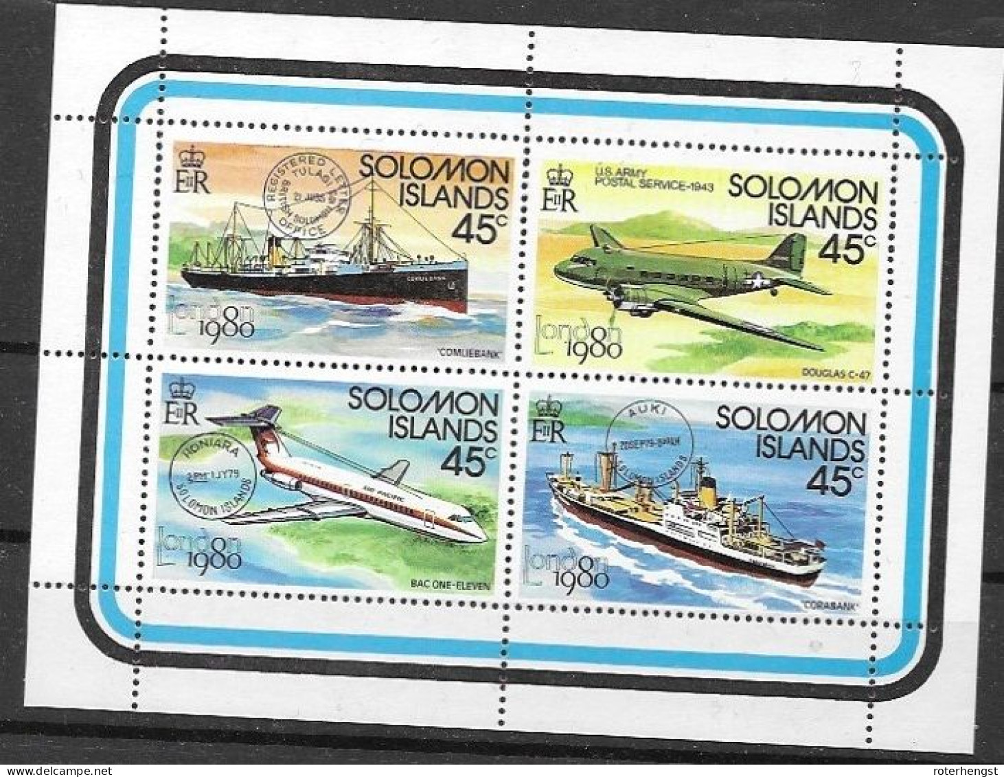 Solomon Mnh ** 1980 Transports Sheet - Solomon Islands (1978-...)